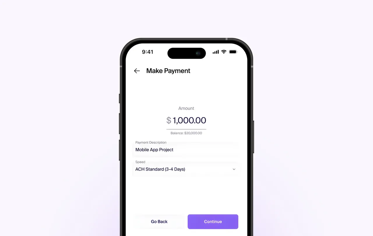 Phone showing the make payment screen with an amount of 1,000 dollars